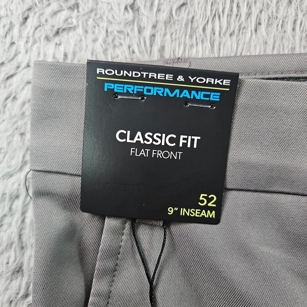 NEW Roundtree & Yorke Performance Shorts Men 52 x 9" Classic Flat Gray Golf